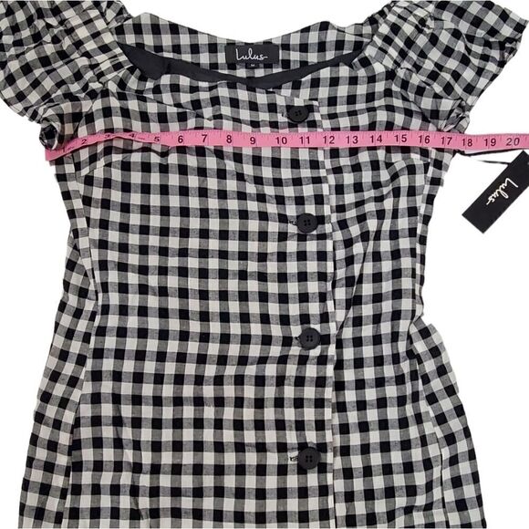 Lulus Check Please Off Shoulder Gingham Dress Nwt - Picture 7 of 12
